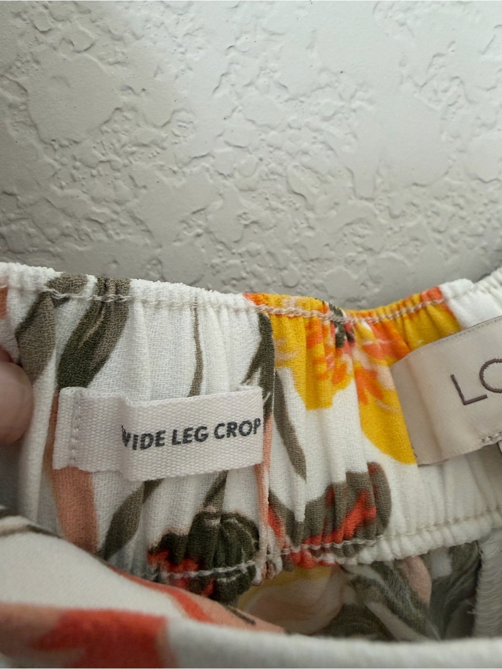 LOFT Outlet Floral Wide Leg Crop Pants White Pink Yellow Women’s Small - Picture 9 of 12